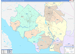Vineland-Bridgeton Metro Area Wall Map Color Cast Style 2026